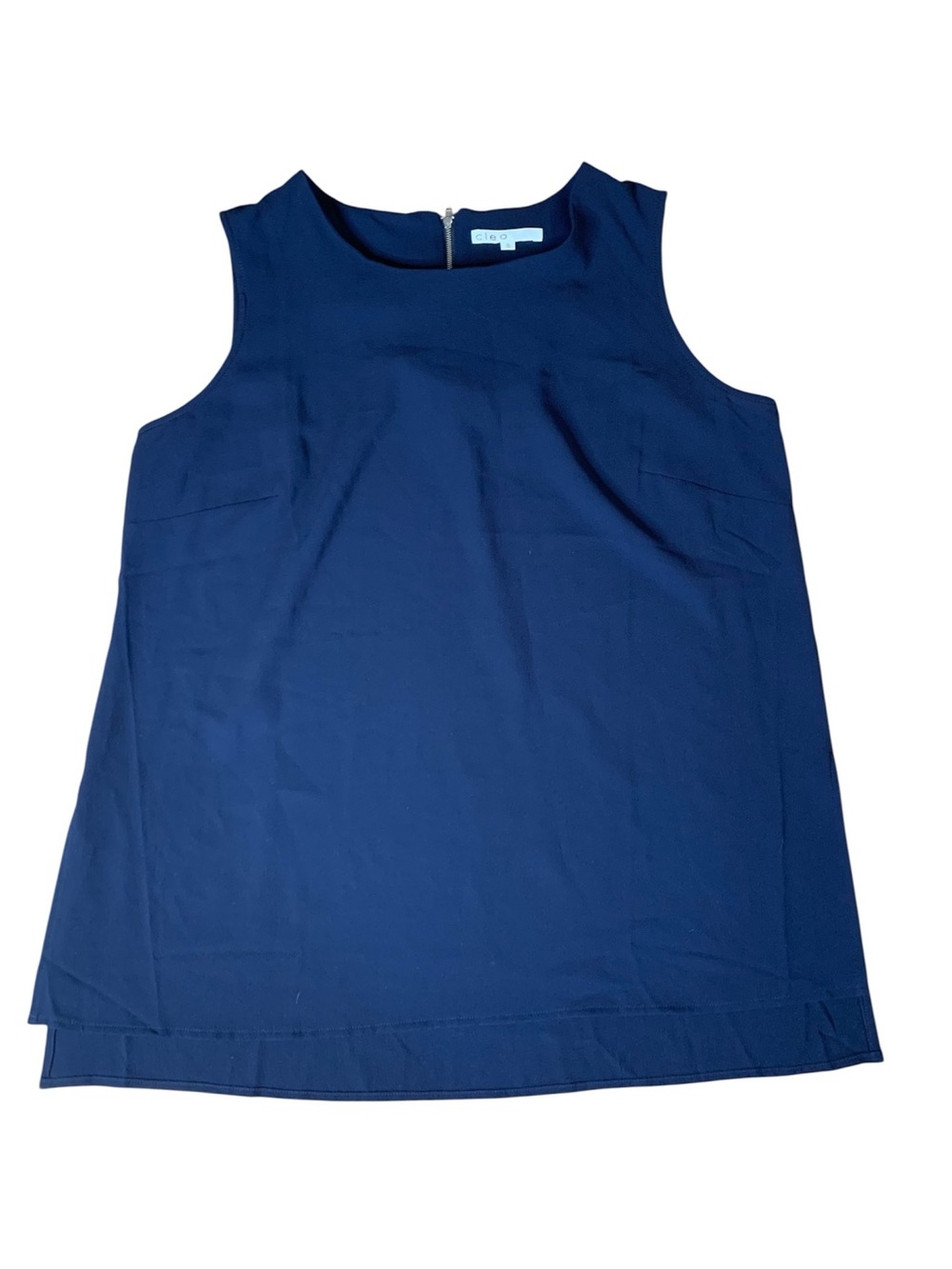 Cleo Navy Sleeveless Blouse Zipper Back Women’s Size XL